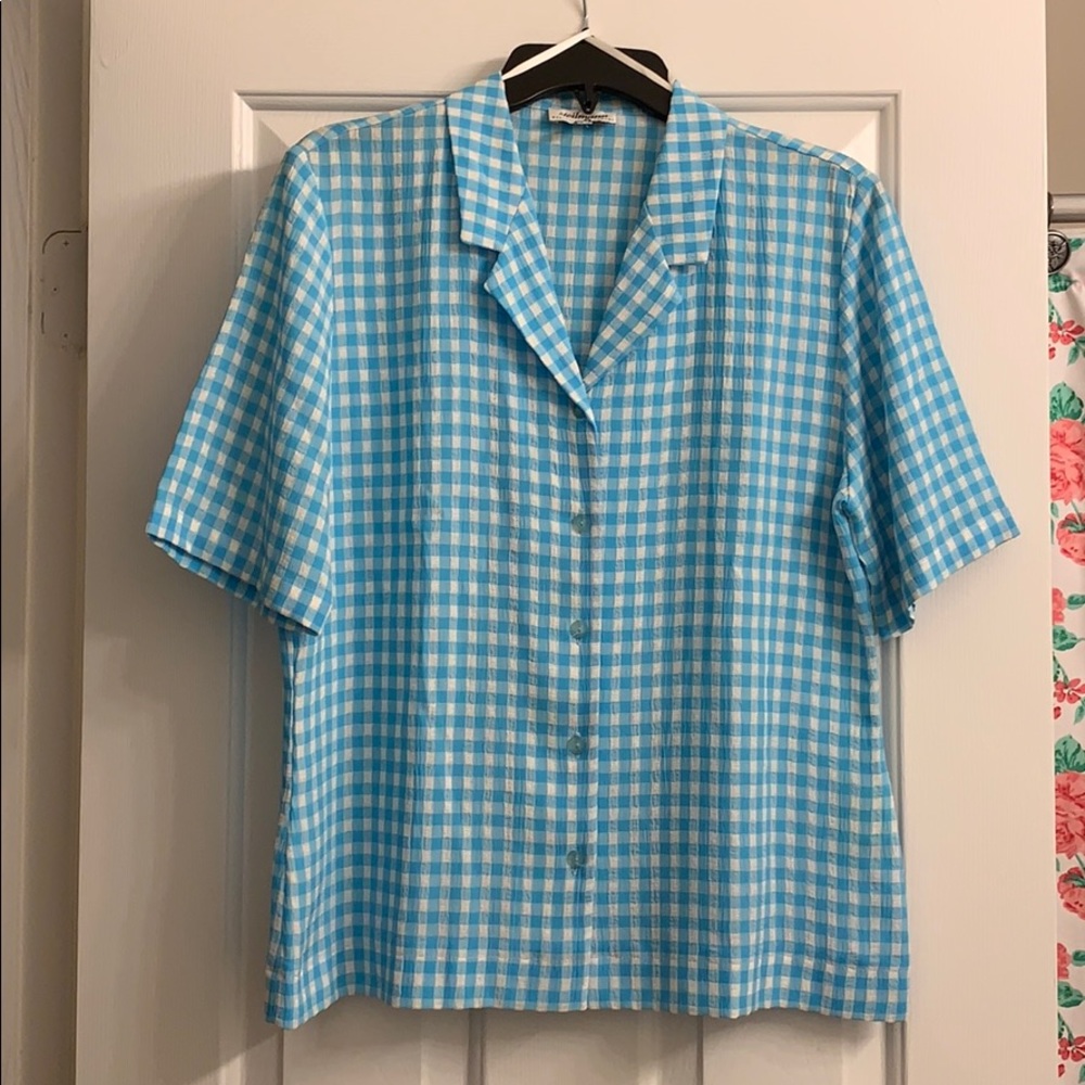 Blue Plaid Button Down Shirt